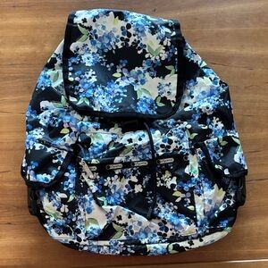 LeSportsac Floral Backpack with Blue and Black Accents